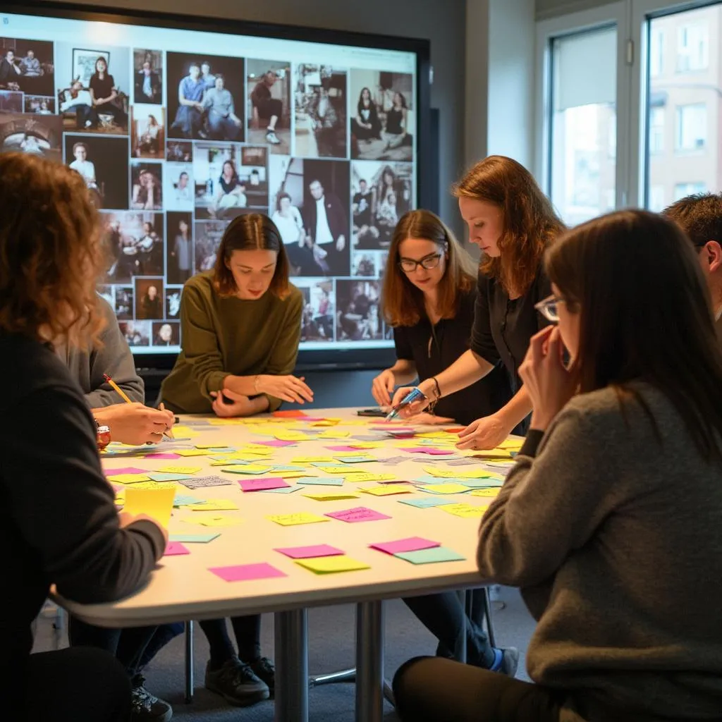 Séance de brainstorming créatif utilisant des photographies