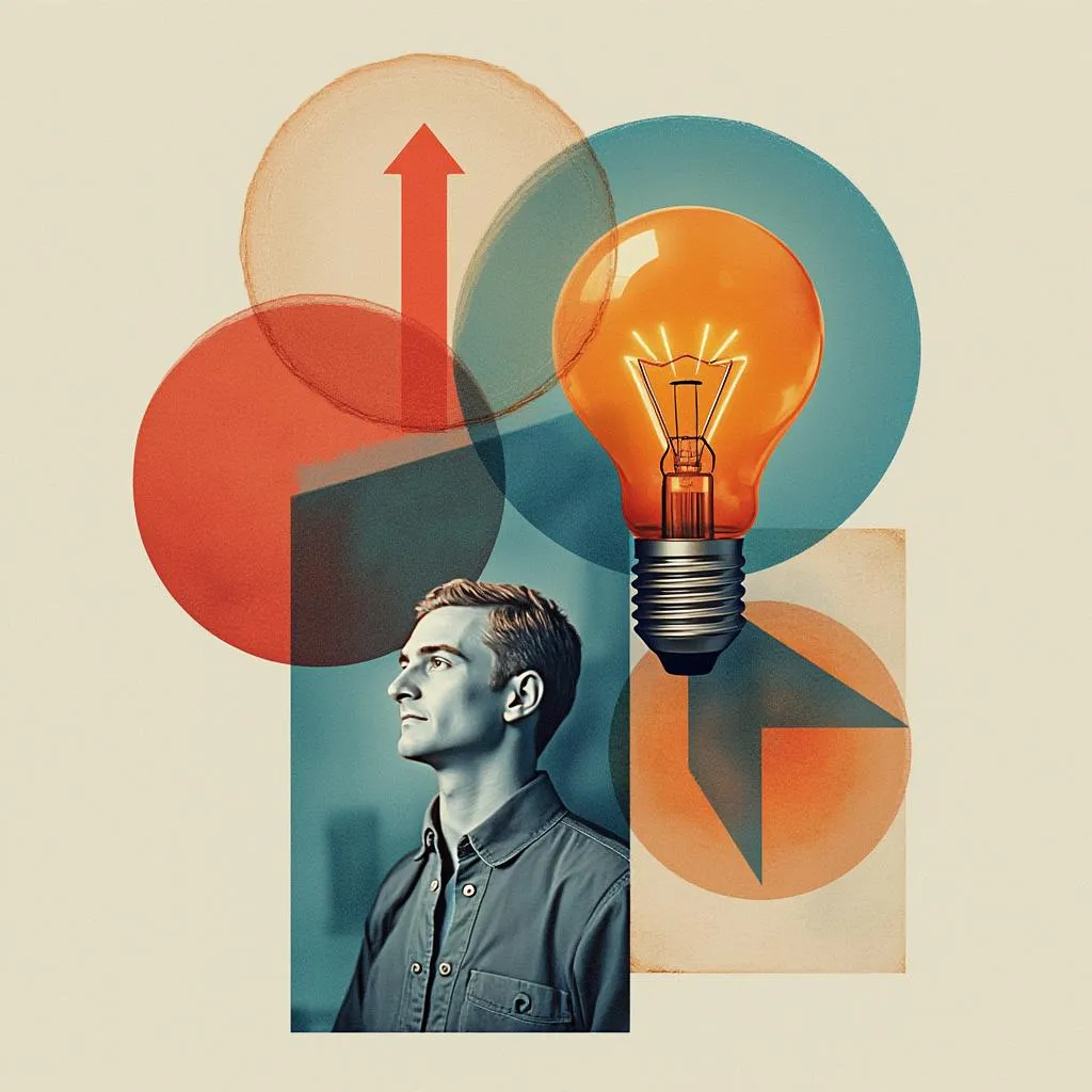 Collage symbolisant nos valeurs: authenticité, impact, innovation